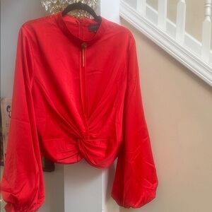 GRACIA  Vibrant Twist-Front Satin Top